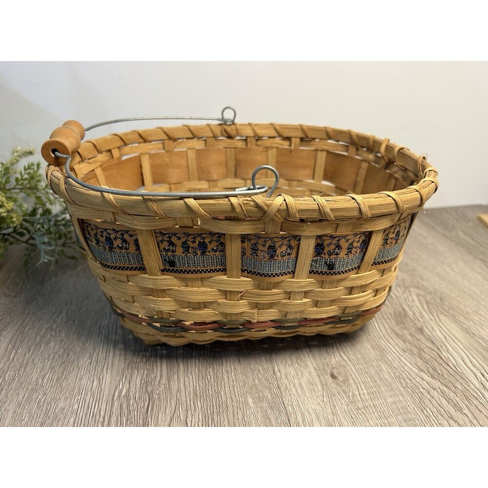 Vintage Woven Gathering With Birdhouse Design And Swing Handle